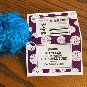 Darn Good Yarn Recycled Silk Yarn Lux Adventure Caribbean Ocean Blue 50 Yards